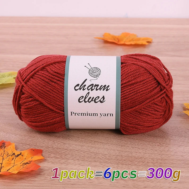 300g Multi-Color Acrylic Milk Yarn – Soft & Strong Knitting Yarn Balls (6 Pieces/Pack)