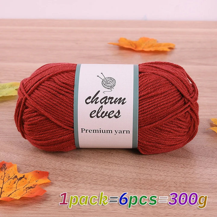 300g Multi-Color Acrylic Milk Yarn – Soft & Strong Knitting Yarn Balls (6 Pieces/Pack)