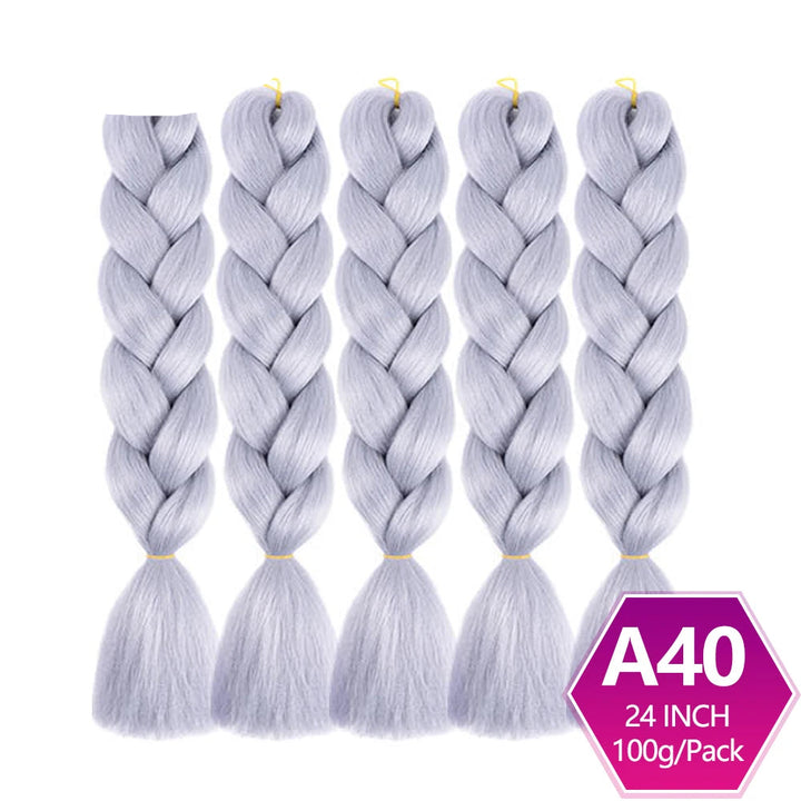 Five braided hair extensions in gray color  on a white background.
