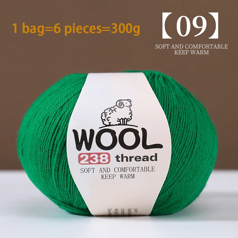 300g 100% Fine Wool Yarn Set – Soft Knitting Yarn for Sweaters, Scarves, Hats & DIY Crafts (6pcs Pack)