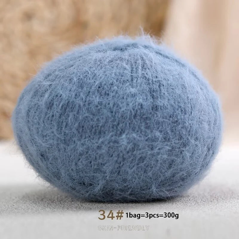 Long-Haired Solid Color Snowflake Yarn – Soft, Skin-Friendly Yarn for Sweaters, Scarves & DIY Crafts (3pcs, 300g)