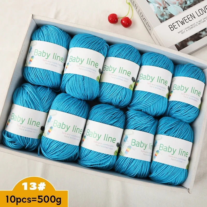 500g Soft Medium-Thick Knitting Yarn Set (10 Pieces) – Cozy Yarn for Sweaters, Hats, Scarves & Crochet Projects