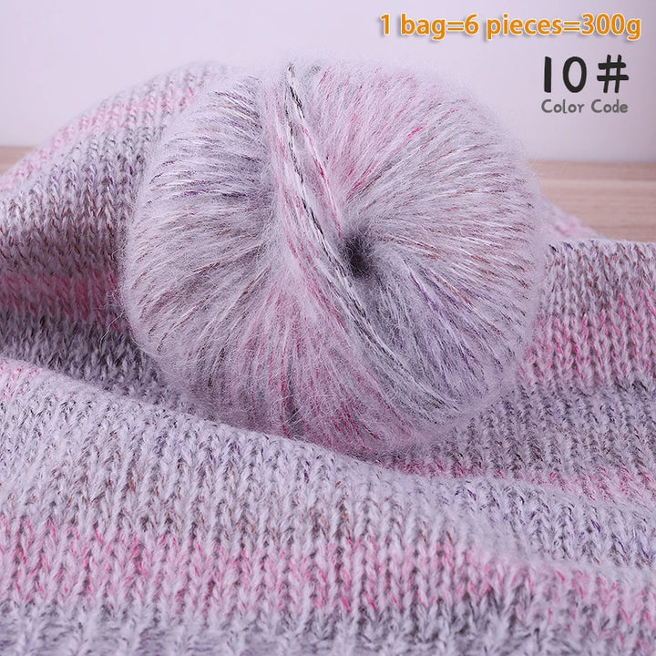 300g Gradient Alpaca Mohair Yarn Set (6 Pieces) – Soft Lightweight Knitting Yarn for Sweaters, Shawls, Hats & Scarves