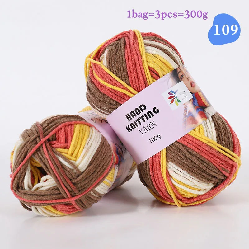 High-Quality 7-Strand Gradient Yarn – Medium-Thick Multi-Colored Yarn for Sweaters, Hats, Scarves & DIY Crafts