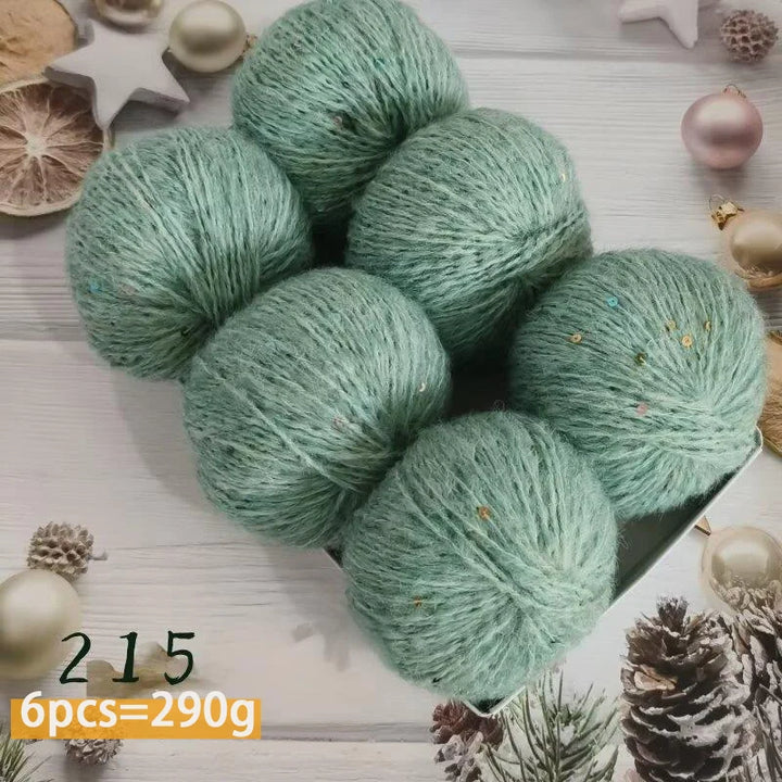 300g Colorful Sequined Alpaca Yarn – Soft Knitting Yarn for Sweaters, Scarves & Hats (6 Pieces/Pack)