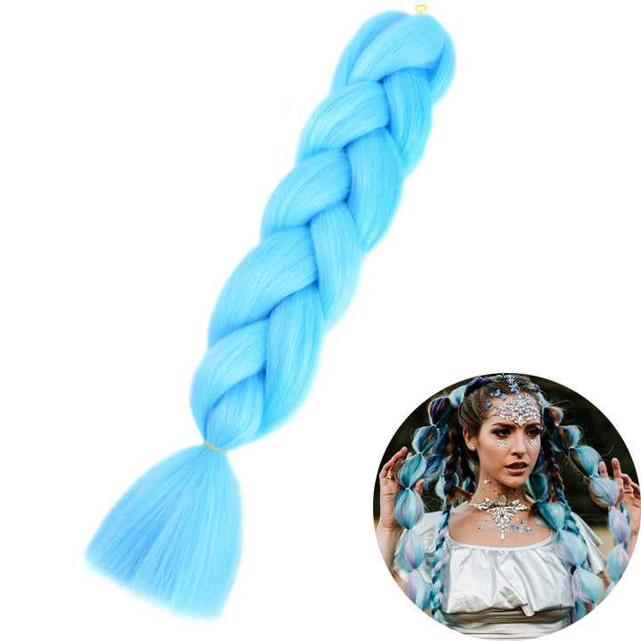 24" Synthetic Yaki Braids Hair – Kanekalon Ombre Jumbo Braiding Extensions for Women