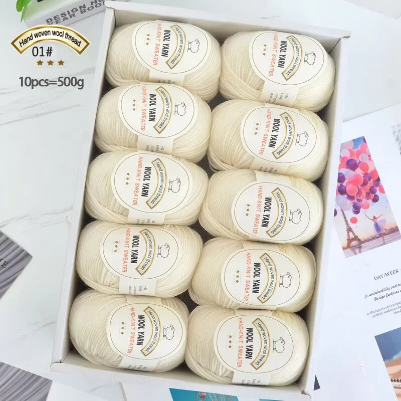 500g 2112 Medium-Fine Wool Yarn – Soft DIY Knitting Yarn for Sweaters, Jackets, Scarves, Hats & Handmade Crafts (10pcs Bag)