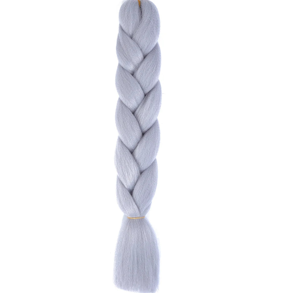 24 Inch Jumbo Box Braids Extensions – Synthetic Braiding Hair for Children (Pink, Purple, Yellow, Gray)