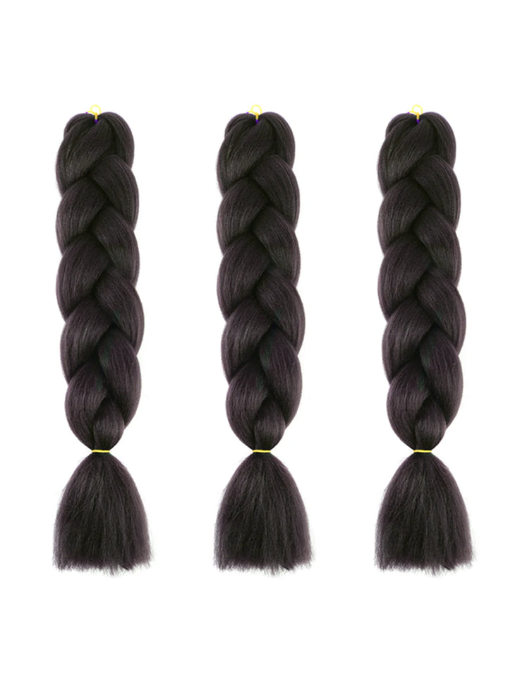 3 Packs 24 Inch Rainbow Braiding Hair Extensions – Ombre Synthetic Jumbo Braid Hair for Crochet Braids (Rose Red)