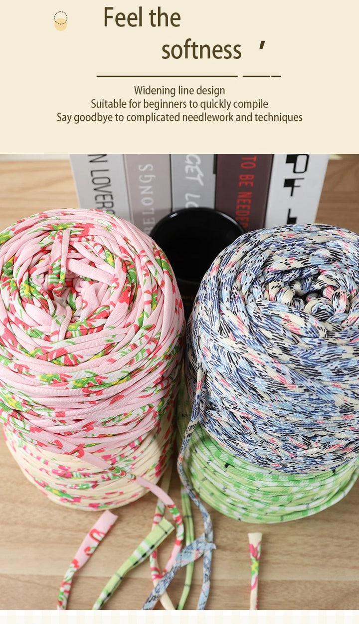 600g Large Polyester Fabric Yarn Set (2 Pieces) – Colorful Elastic Yarn for Bags, Slippers & DIY Crafts