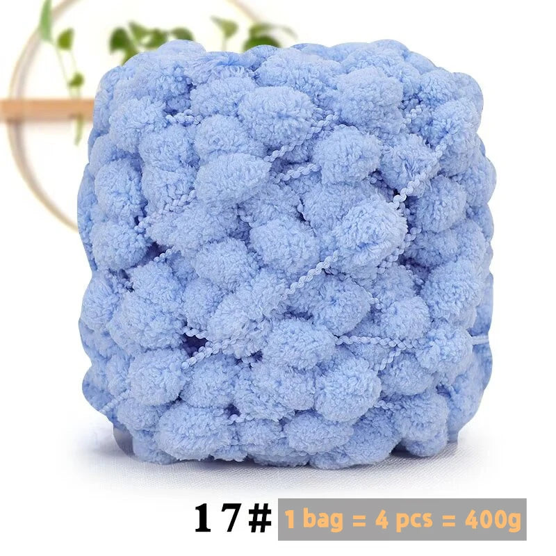 Super Soft Bean Yarn – Plush Polyester Chunky Yarn for Blankets, Cushions, Hats & DIY Crafts (400g, 4pcs Pack)