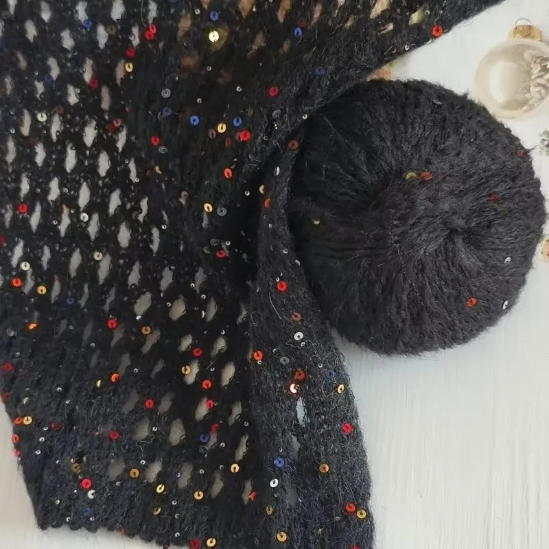300g Colorful Sequined Alpaca Yarn – Soft Knitting Yarn for Sweaters, Scarves & Hats (6 Pieces/Pack)