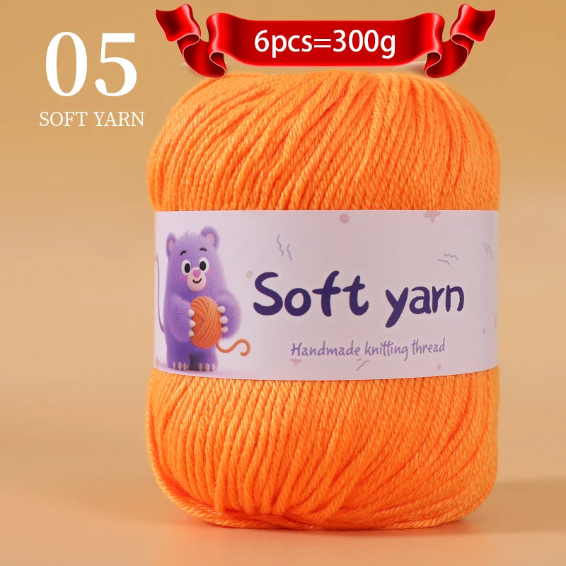 300g Soft Thin Yarn Balls – Lightweight Hand-Knitting Yarn for Sweaters, Hats, Scarves & DIY Crafts (6pcs Pack)