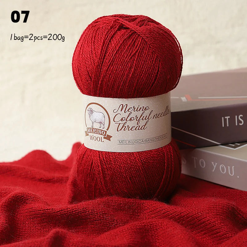 Solid Color Medium-Thick Cashmere Blend Yarn – Soft Luxury Yarn for Sweaters, Scarves & Handmade Crafts