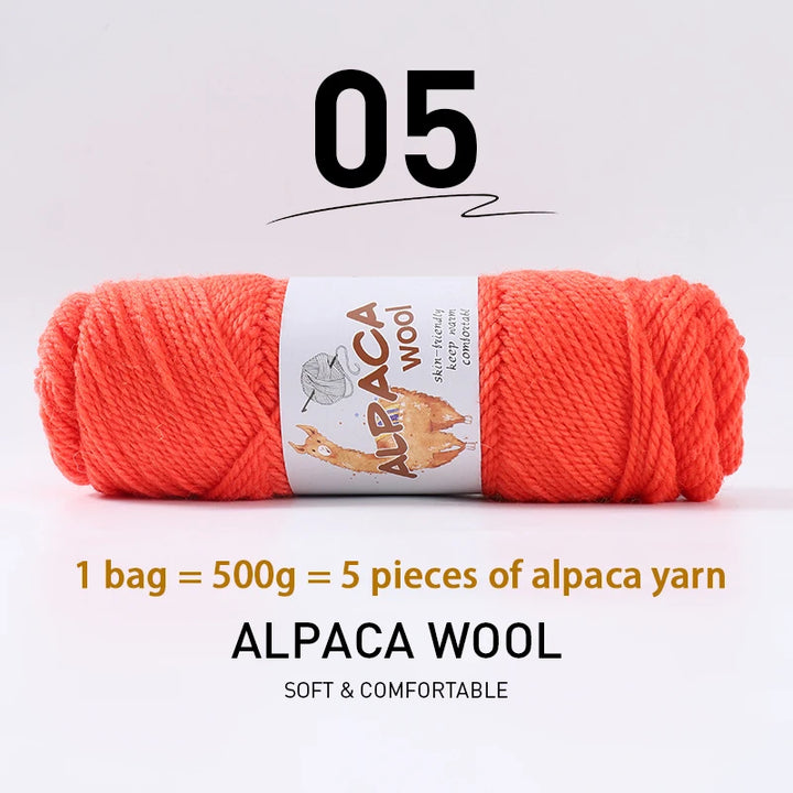 500g Thick Alpaca Wool Yarn Set (5 Skeins) – Soft Warm Knitting Yarn for Sweaters, Scarves, Hats & Winter Crafts