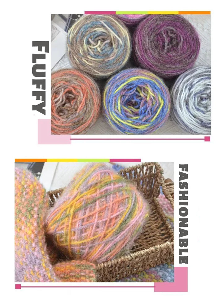 290g Colorful Gradient Imitation Squirrel Yarn – Thick Section-Dyed Yarn for Knitting & Crochet (2 Pcs/Pack)