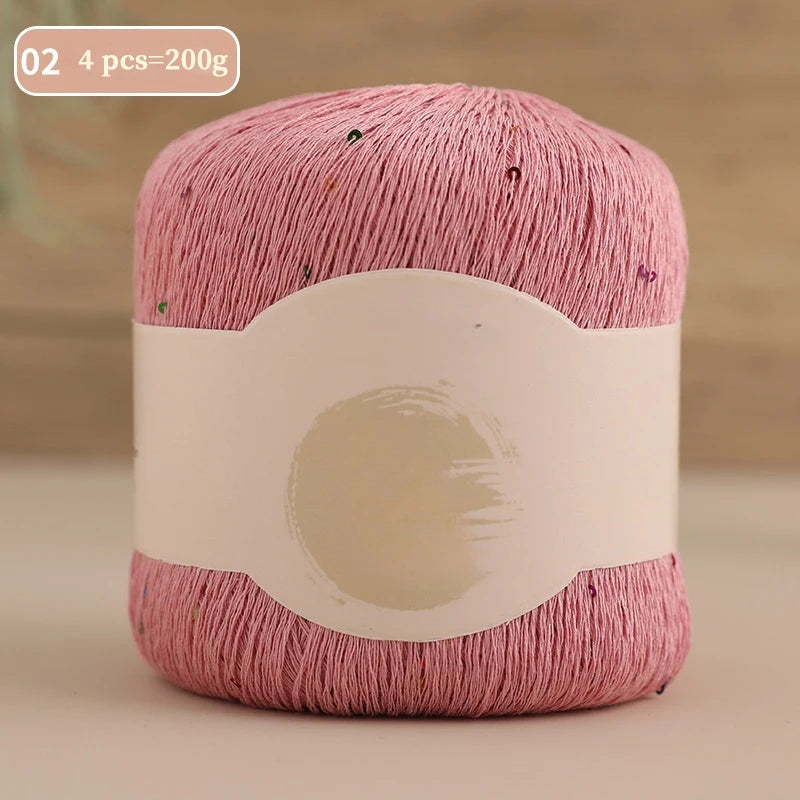 200g Colorful Sequin Yarn – Soft Knitting Yarn for Sweaters, Scarves & DIY Crafts (4 Pieces/Pack)