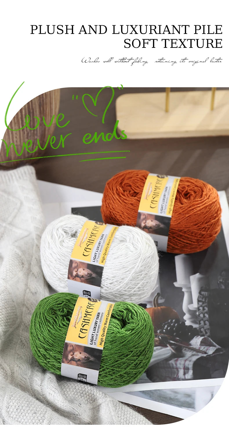 Premium Cashmere Blend Knitting Yarn Set – Medium-Fine Soft Wool Yarn for Sweaters, Scarves, Hats & Shawls (6 Main + 6 Elastic Threads)