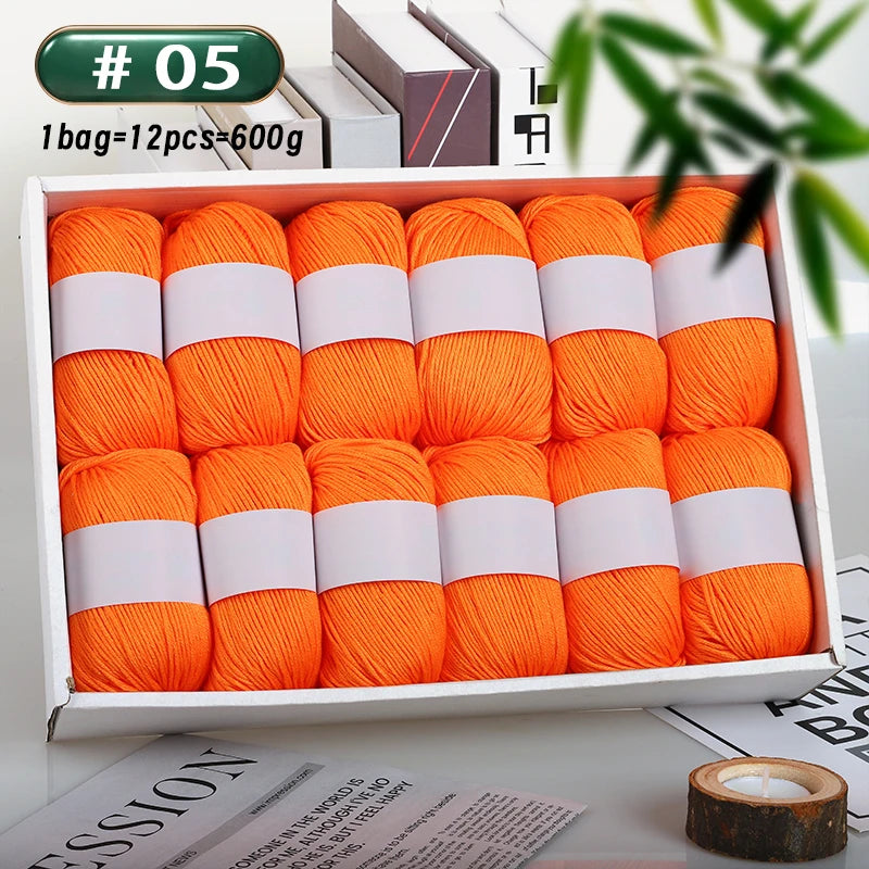 12-Piece Luxury Cashmere-Silk Yarn Set – Ultra-Soft Fluffy Yarn for Sweaters, Coats, Shawls & DIY Crafts (600g)