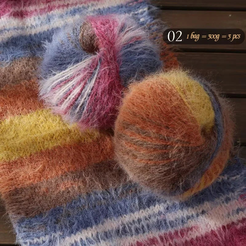 300g Xuebao Gradient Plush Yarn (3 Pieces) – Soft Warm Knitting Yarn for Scarves, Hats, Gloves & Blankets
