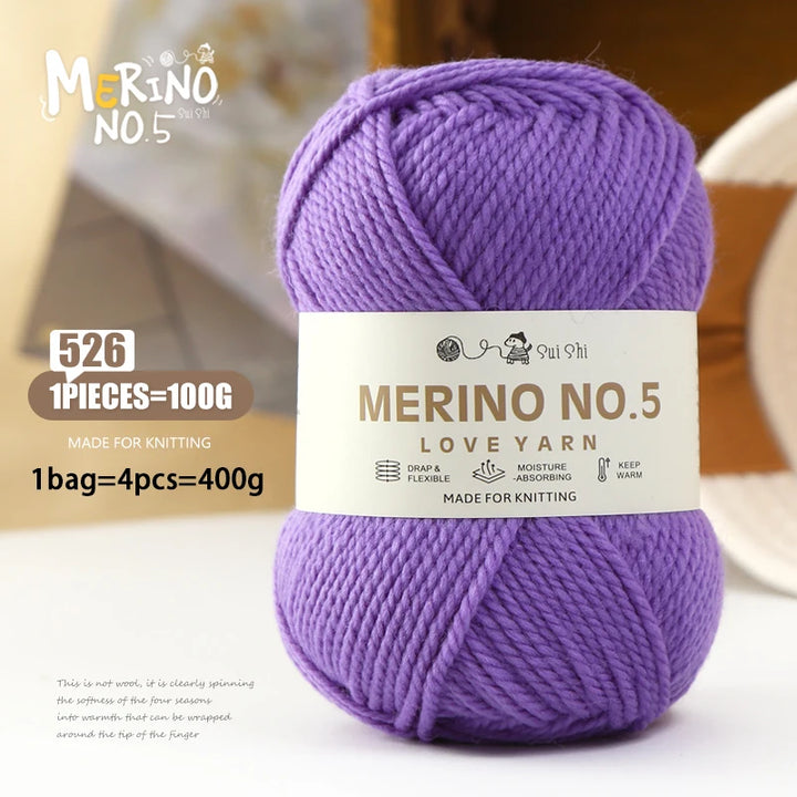 400g Alpaca Wool Blend Yarn Set (4 Pieces) – 245 Stick-Needle Medium-Thick Yarn for Sweaters, Coats, Scarves & DIY Crafts