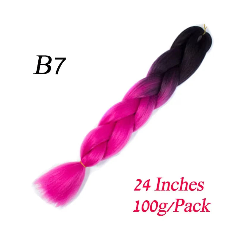 24 Inch Synthetic Jumbo Braiding Hair – Heat-Resistant Ombre Bulk Extensions for Braids