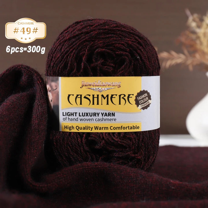 Premium Cashmere Blend Knitting Yarn Set – Medium-Fine Soft Wool Yarn for Sweaters, Scarves, Hats & Shawls (6 Main + 6 Elastic Threads)