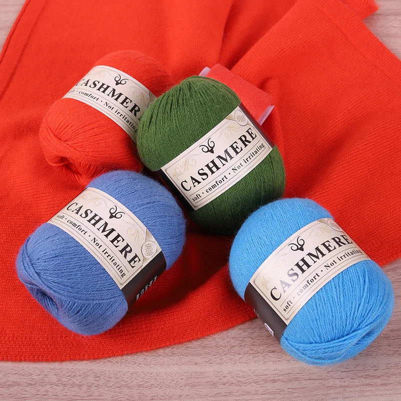 Handmade Cashmere Wool Yarn Set – 50g Main Yarn + 20g Auxiliary Yarn for Sweaters, Scarves & Hats