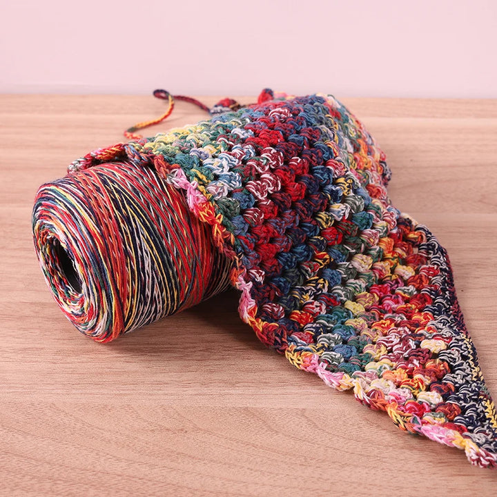 300g 100% Cotton Rainbow Section-Dyed Yarn – Retro Knitting Yarn for Sweaters, Scarves, Hats & DIY Accessories