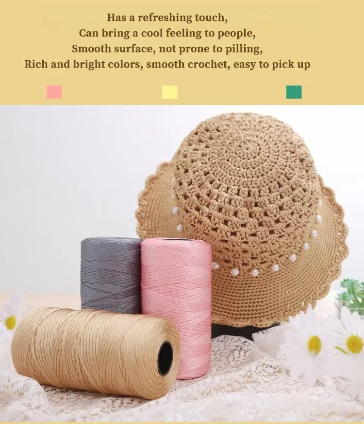 250g Lightweight Flat Ribbon Yarn – Hollow Crochet Yarn for Summer Hats, Bags & DIY Crafts