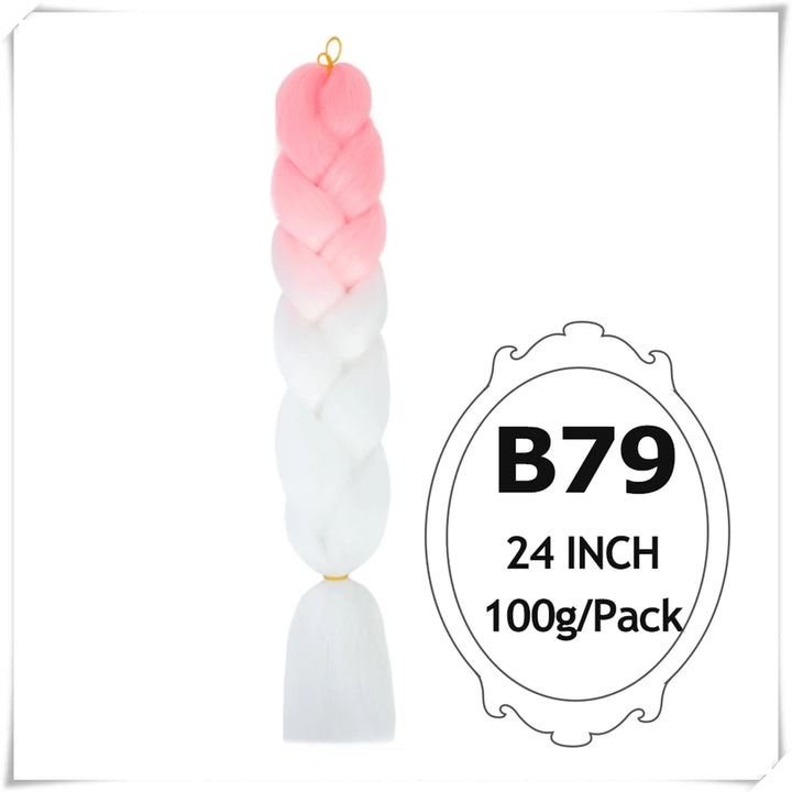 Pre-Stretched Jumbo Braiding Hair – 24 Inch Ombre Purple Synthetic Crochet Extensions for Women