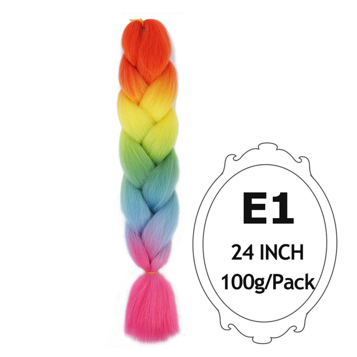 Ombre Braiding Hair 24 Inch – Colorful Jumbo Synthetic Braiding Hair Extensions for Women (Purple, Pink, White, Red, Blue)
