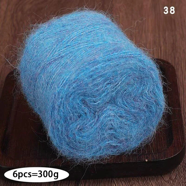 300g Long Wool & Mohair Yarn – Soft Fluffy Knitting Yarn for Sweaters, Shawls & Fashion Wear (6 Pieces/Bag)
