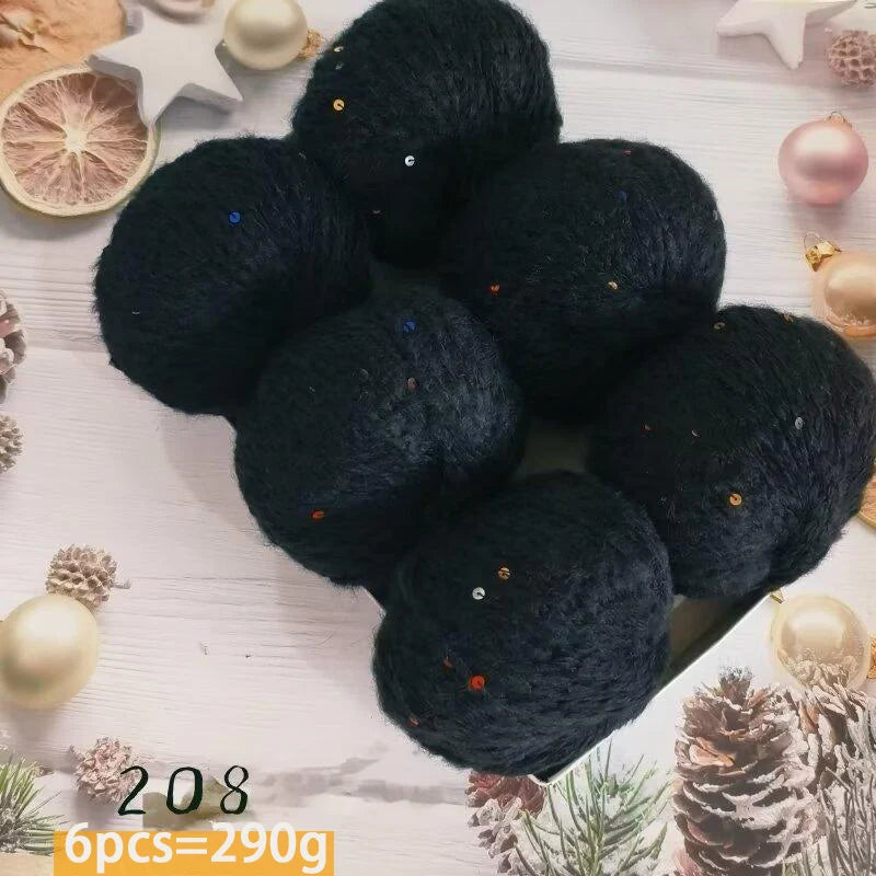 300g Colorful Sequined Alpaca Yarn – Soft Knitting Yarn for Sweaters, Scarves & Hats (6 Pieces/Pack)
