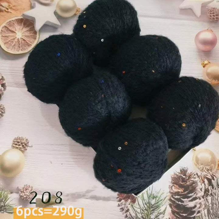 300g Colorful Sequined Alpaca Yarn – Soft Knitting Yarn for Sweaters, Scarves & Hats (6 Pieces/Pack)
