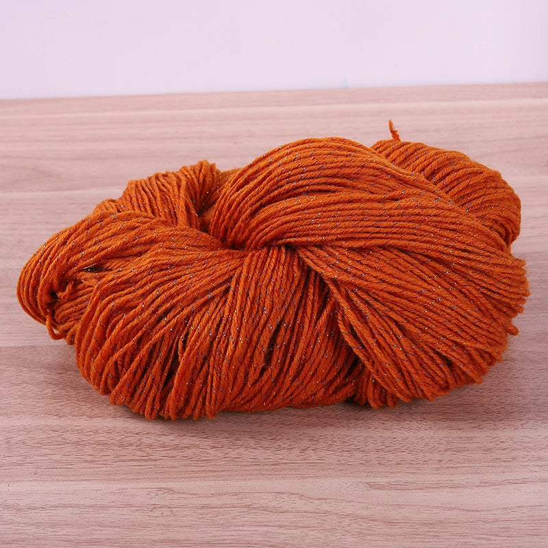 190g Colorful Gold Silk Acrylic Yarn – Medium Thick Shiny DIY Weaving Yarn