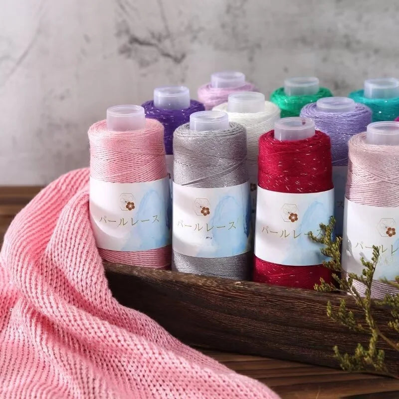 150g Bamboo Fiber & Linen Yarn with Sequins (3 Pieces) – Medium-Fine Yarn for Sweaters, Hats, Gloves & DIY Crafts