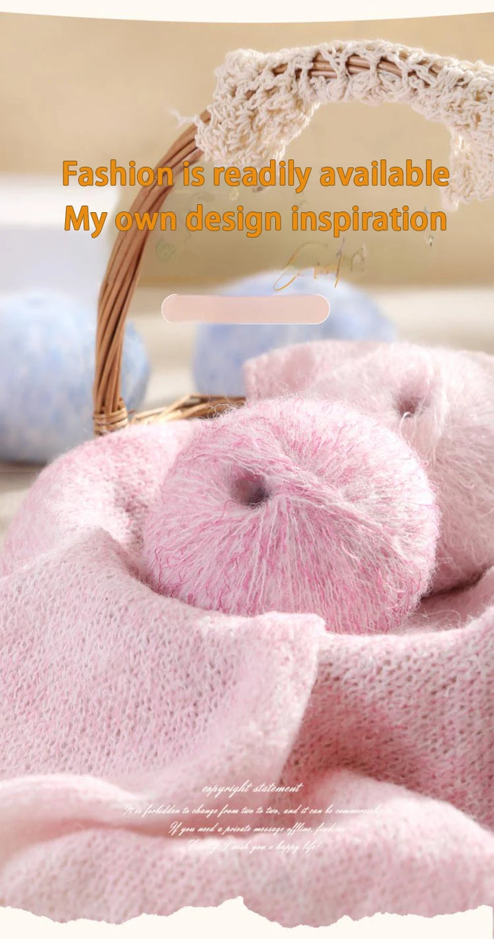 150g Premium Mohair Yarn – Tobacco Multi-Color Knitting Yarn (3 Pieces/Pack)