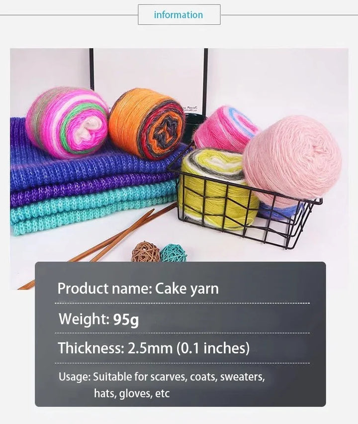 190g Rainbow Gradient Mohair Yarn – Long Section Dyed Spray Yarn for Sweaters, Shawls & Scarves (2 Pieces/Pack)