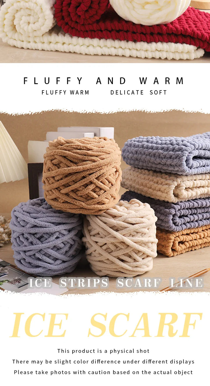 3pcs Ice-Striped Soft Thick Yarn – Handcrafted Yarn for Scarves, Hats, Slippers & DIY Projects