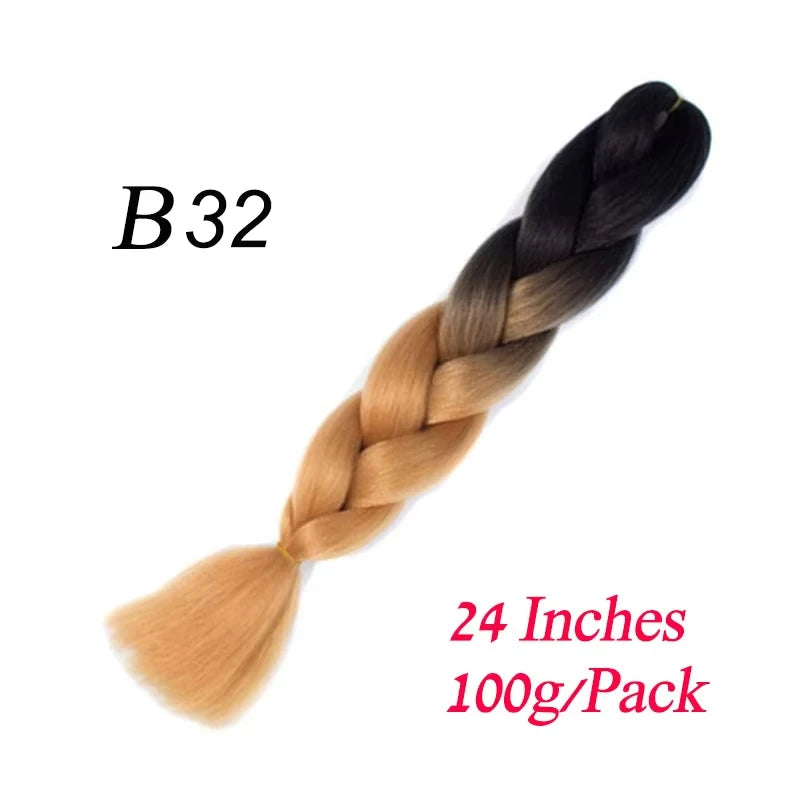 24 Inch Synthetic Ombre Braiding Hair – Jumbo Braid Extensions for DIY Hairstyles (Blue/Grey)