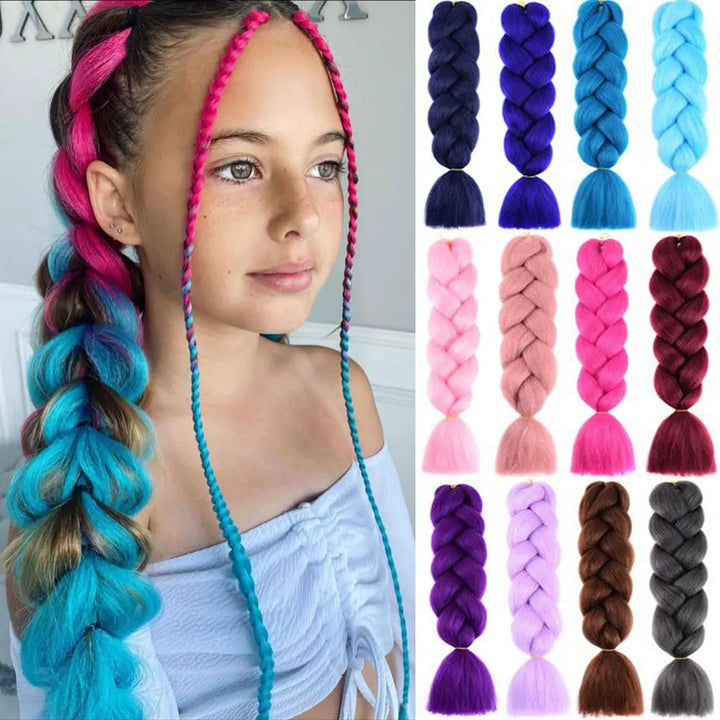 24 Inch Jumbo Braids Extensions – Synthetic Afro Ombre Kanekalon Braiding Hair for Children 22