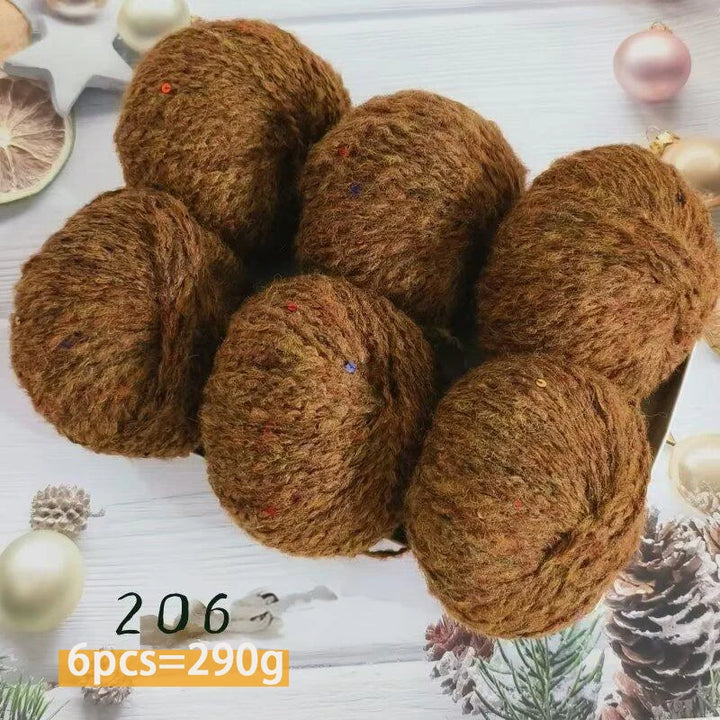 300g Colorful Sequined Alpaca Yarn – Soft Knitting Yarn for Sweaters, Scarves & Hats (6 Pieces/Pack)