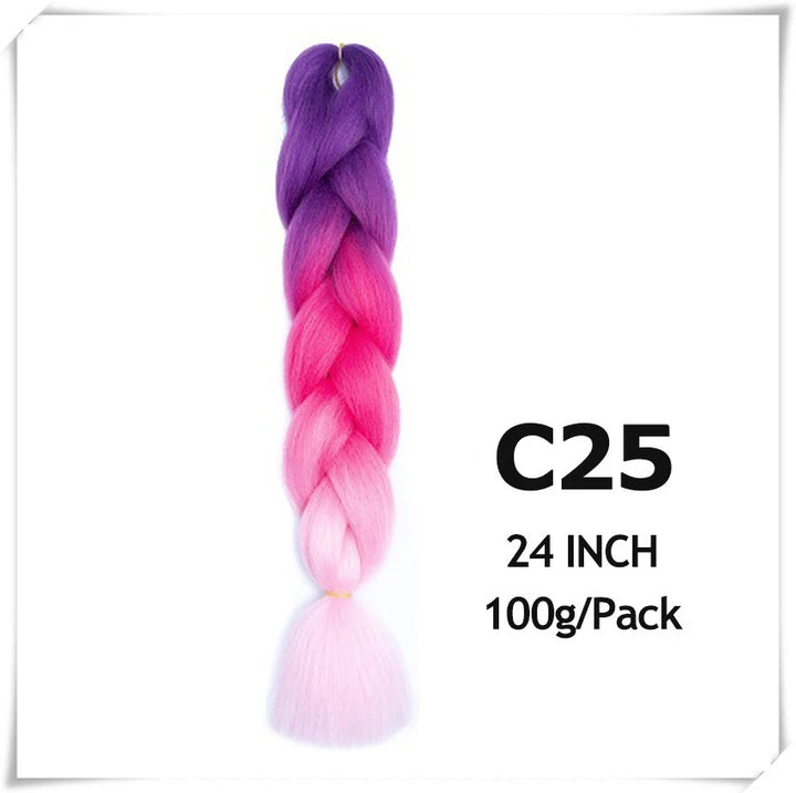 Pre-Stretched Jumbo Braiding Hair – 24 Inch Ombre Purple Synthetic Crochet Extensions for Women
