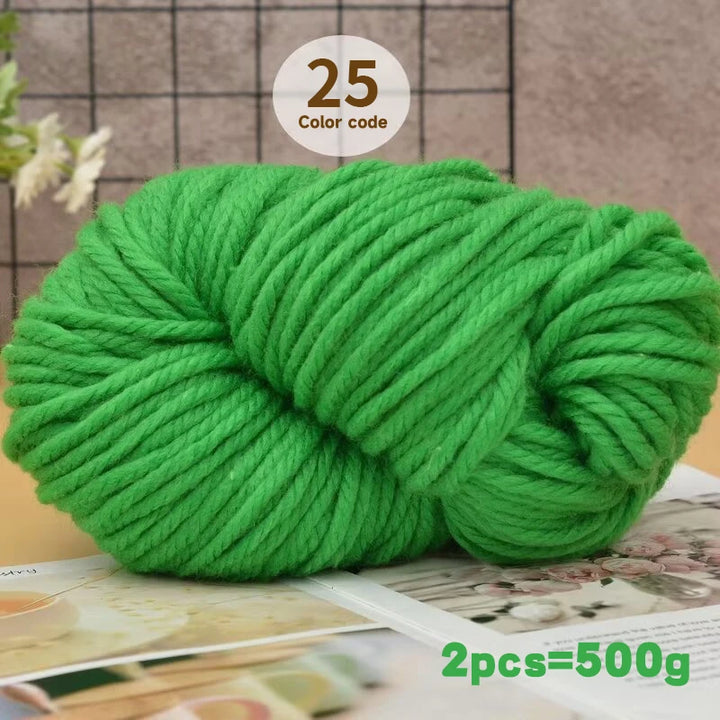 500g Extra Thick Polyester Yarn (2 Skeins) – Chunky Knitting Yarn for Sweaters, Hats, Cushions & DIY Crafts
