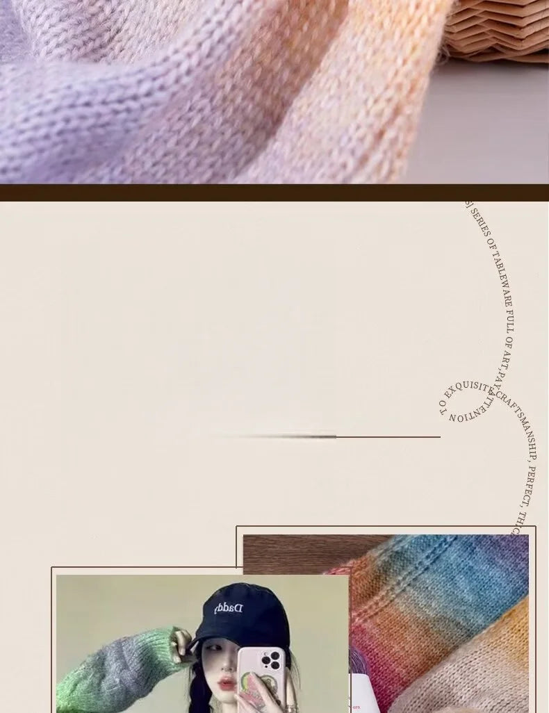 150g Mohair Gradient Spray Yarn (3 Skeins) – Lightweight Rainbow Knitting Yarn for Sweaters, Hats, Scarves & Shawls