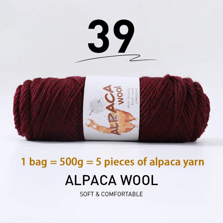 500g Thick Alpaca Wool Yarn Set (5 Skeins) – Soft Warm Knitting Yarn for Sweaters, Scarves, Hats & Winter Crafts
