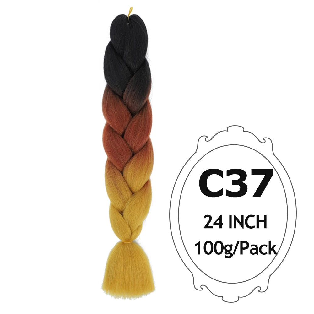 Ombre Braiding Hair 24 Inch – Colorful Jumbo Synthetic Braiding Hair Extensions for Women (Purple, Pink, White, Red, Blue)