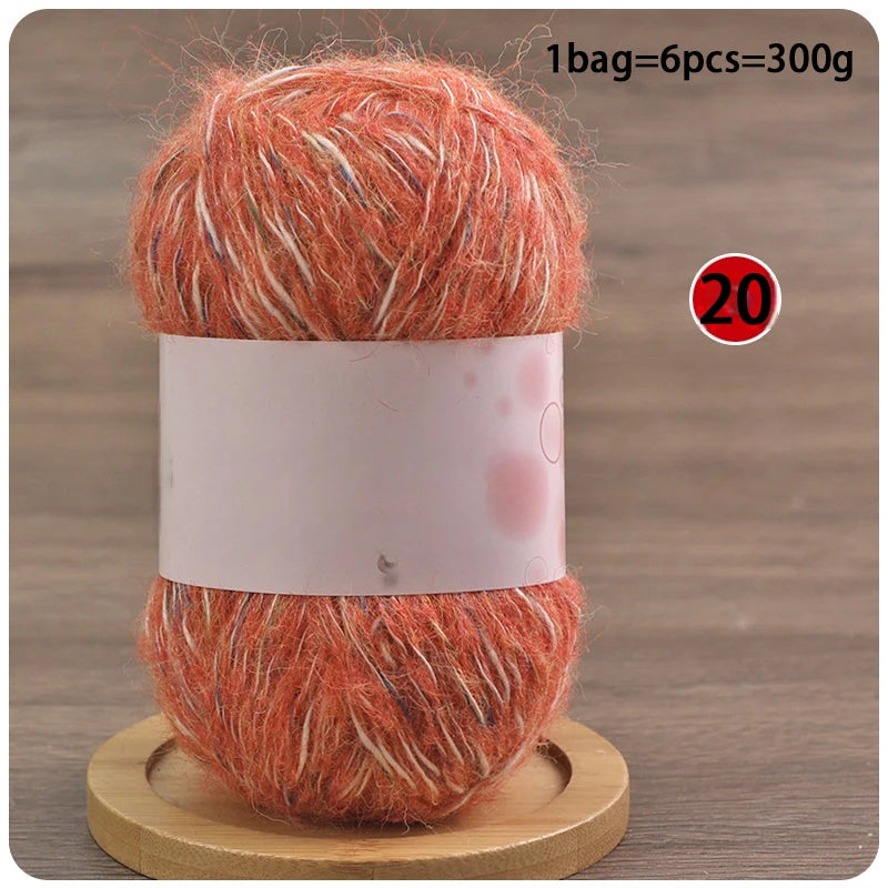 Mixed-Color Long-Haired Mohair Yarn – Fashionable Fluffy Knitting Yarn for Sweaters & Crafts