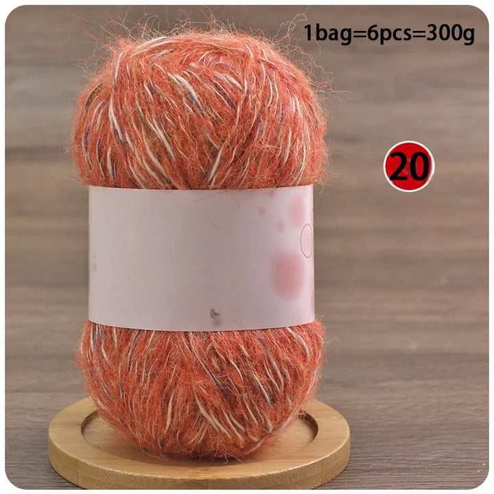 Mixed-Color Long-Haired Mohair Yarn – Fashionable Fluffy Knitting Yarn for Sweaters & Crafts